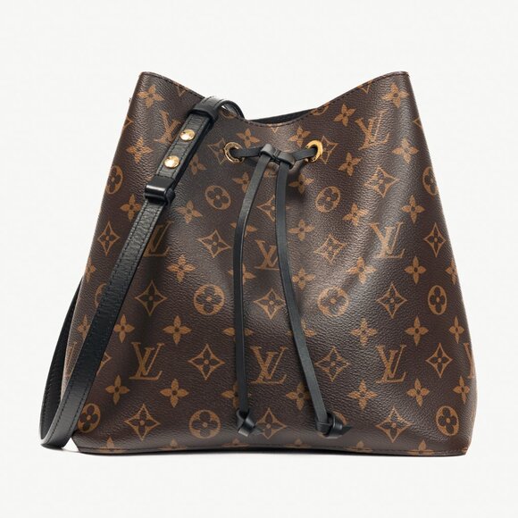 Louis Vuitton NeoNoe MM Monogram Canvas & Black Leather Bucket Bag - Picture 1 of 15